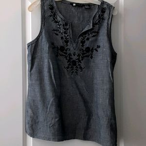 Carole Little linen club embroidery tank - XL